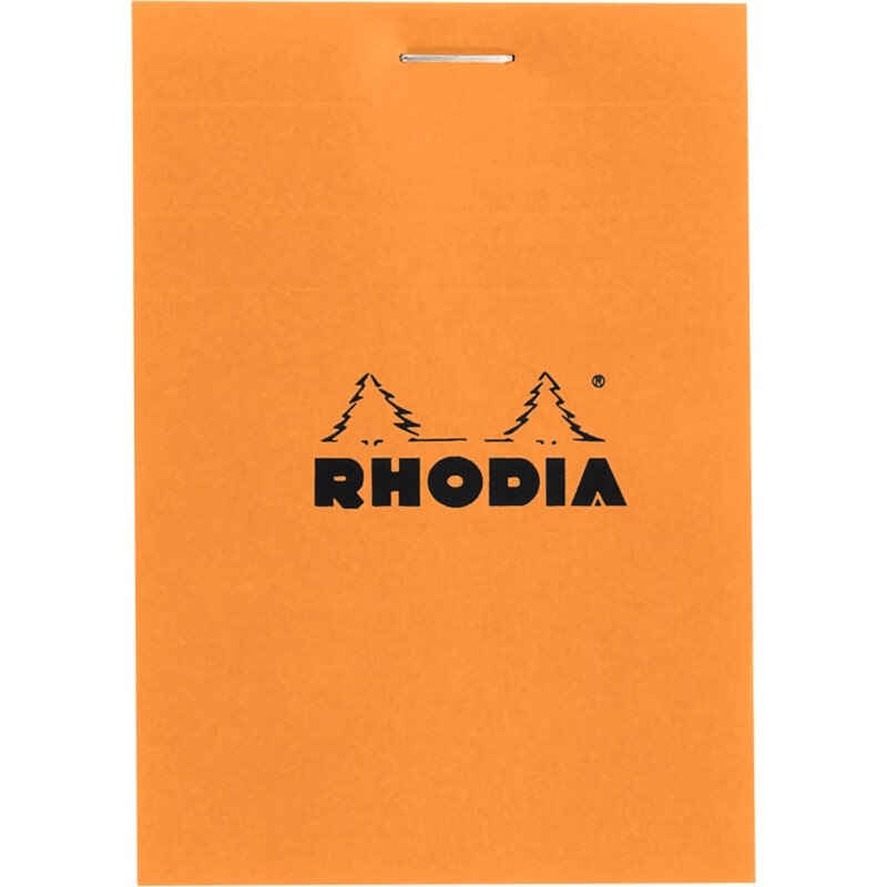 Bloc de bureau Rhodia 7,5 x 10,5 cm agrafé orange n°11 - 5 x 5 - 80 feuilles