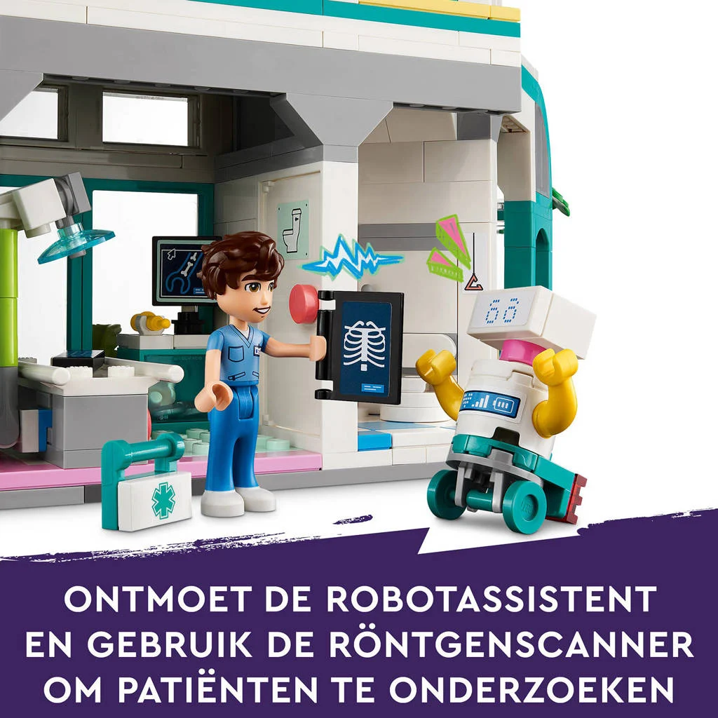 Veel speel plezierHeartlake City ziekenhuis Speelgoed met Robot, Mini Poppetjes en Helikopter 42621