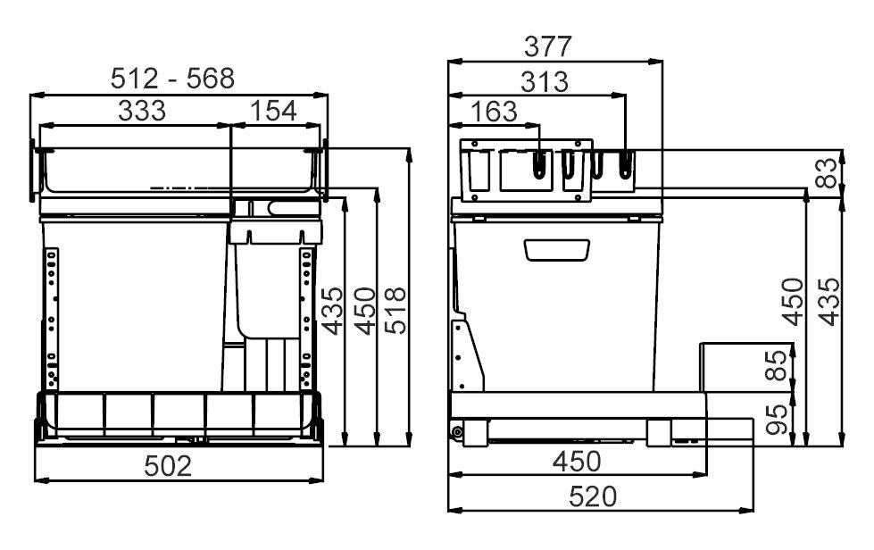 Abfalleimer BOXX 55/60-R Bio<br>Organisierte Abfall Entsorgung