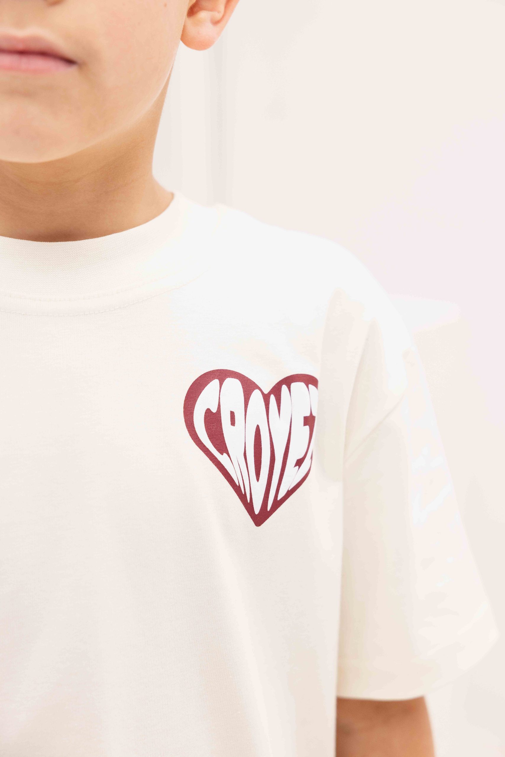Croyez Mini Puffed Heart T-Shirt Kids Gebroken Wit
