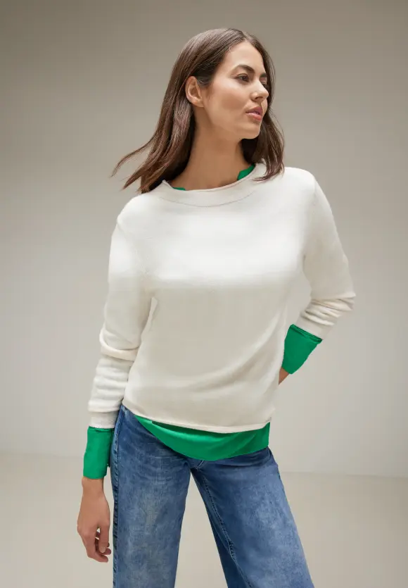 Longbluse in Unifarbe - dark cameo green
