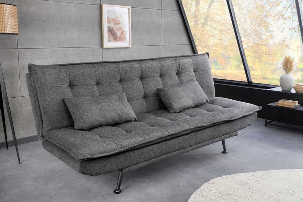 Modernes Schlafsofa JAZZ 190cm grau Strukturstoff 3-Sitzer Couch