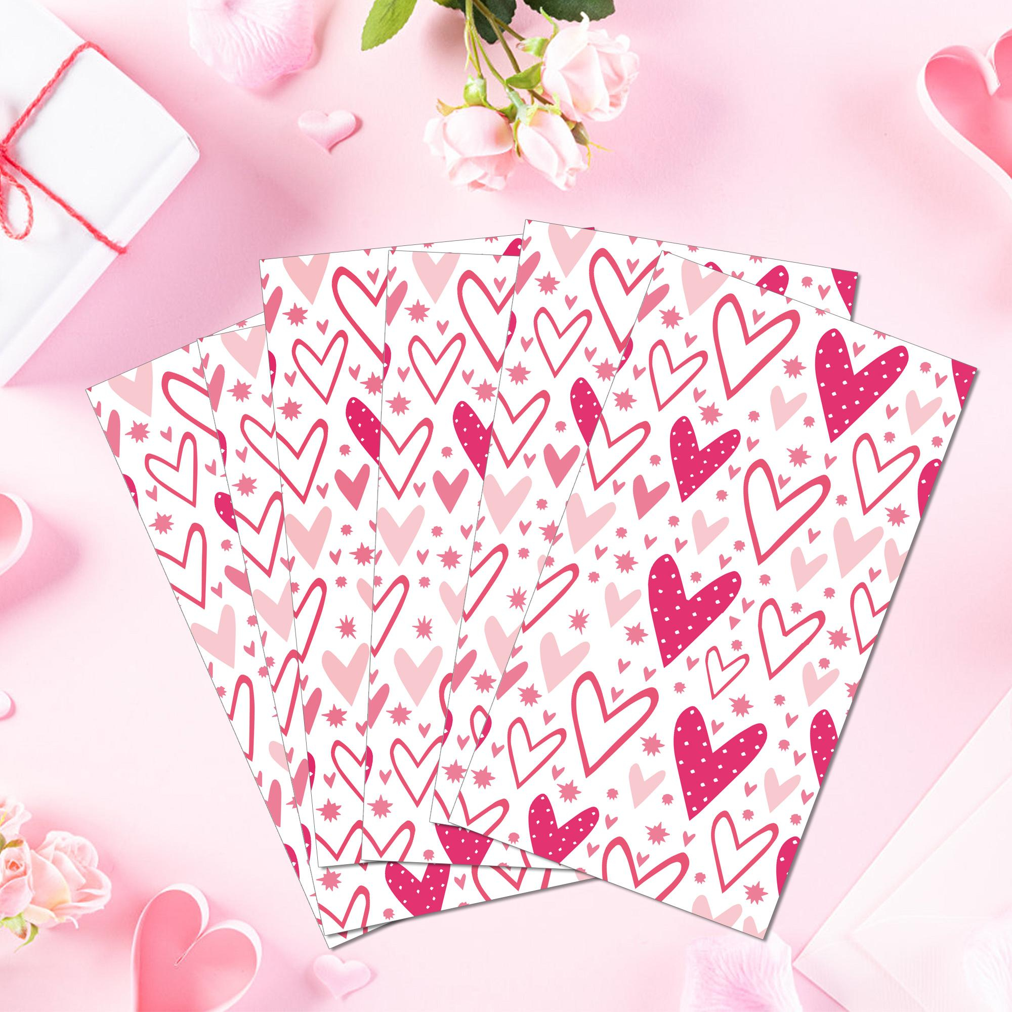 (20er Set) 33x40cm Valentinstag Einweg Servietten Party Tisch Dekoration Herz Design - Weiss / Pink