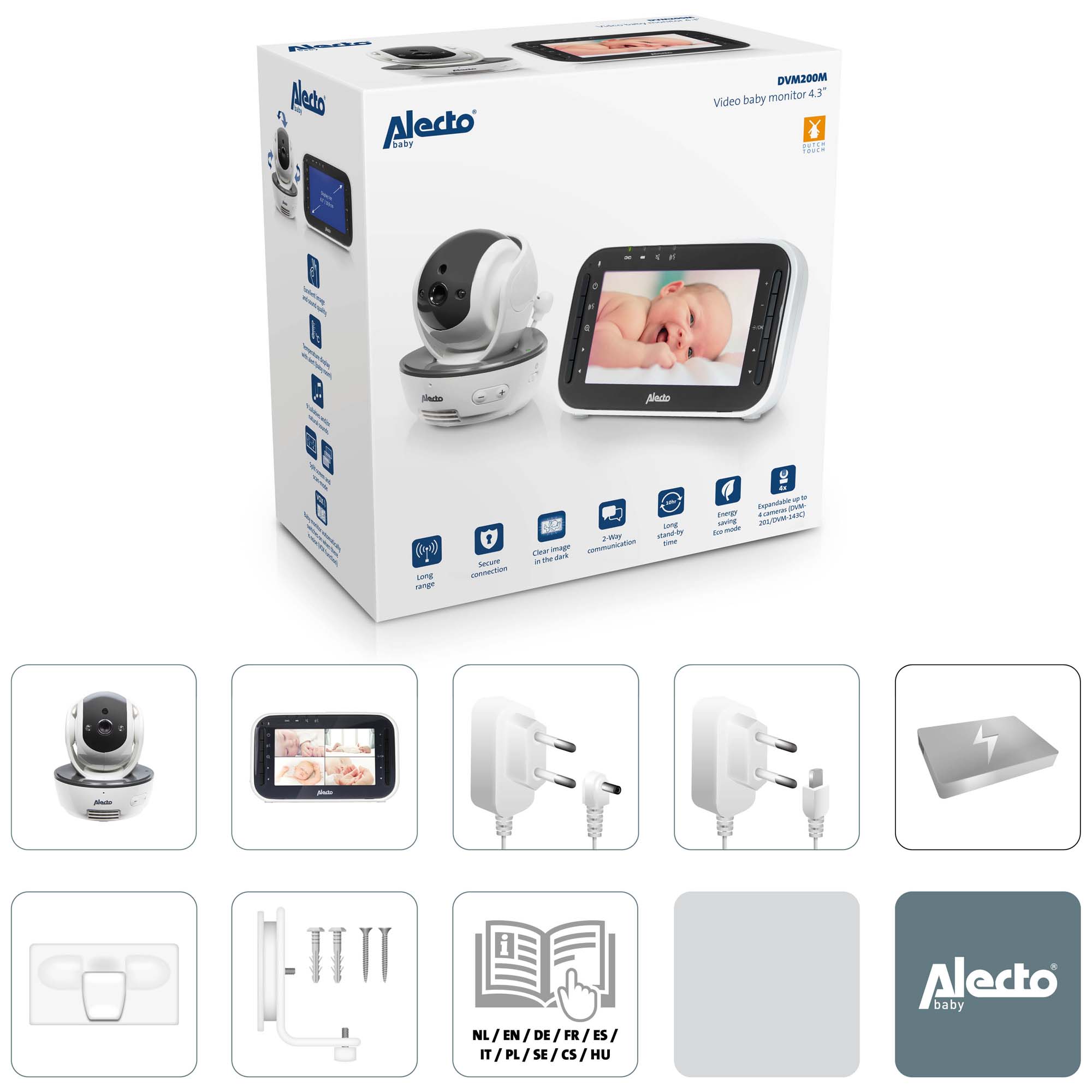 Alecto DVM200M Babyfoon met camera en 4.3 kleurenscherm