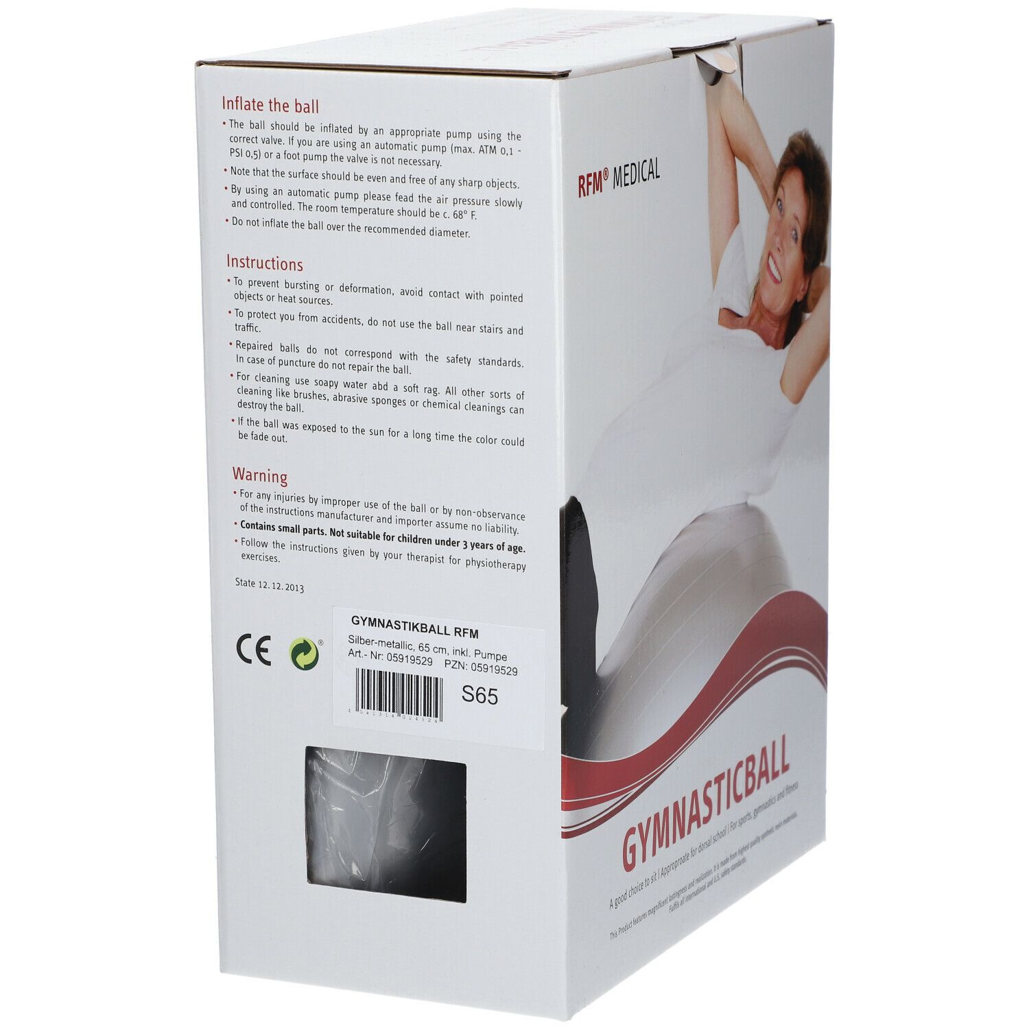 Rehaforum® Gymnastikball 65 cm silber metallic