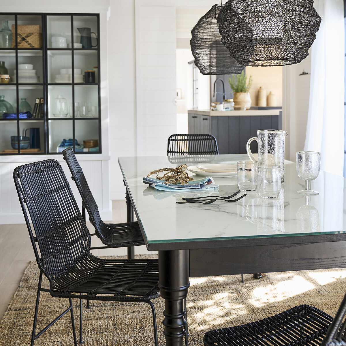 LA REDOUTE INTERIEURS<br>Mesa de jantar 6/8 pessoas, estampado em mármore, Oprah