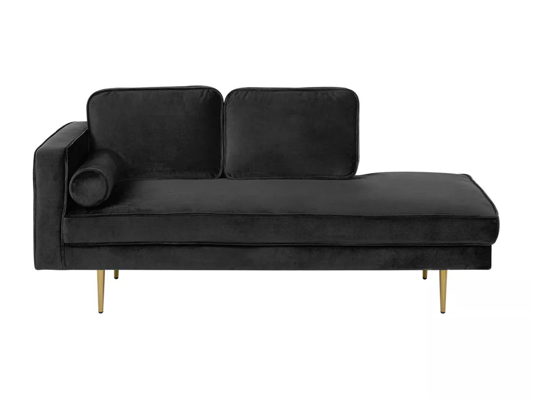 Chaise longue en velours noir côté droite MIRAMAS