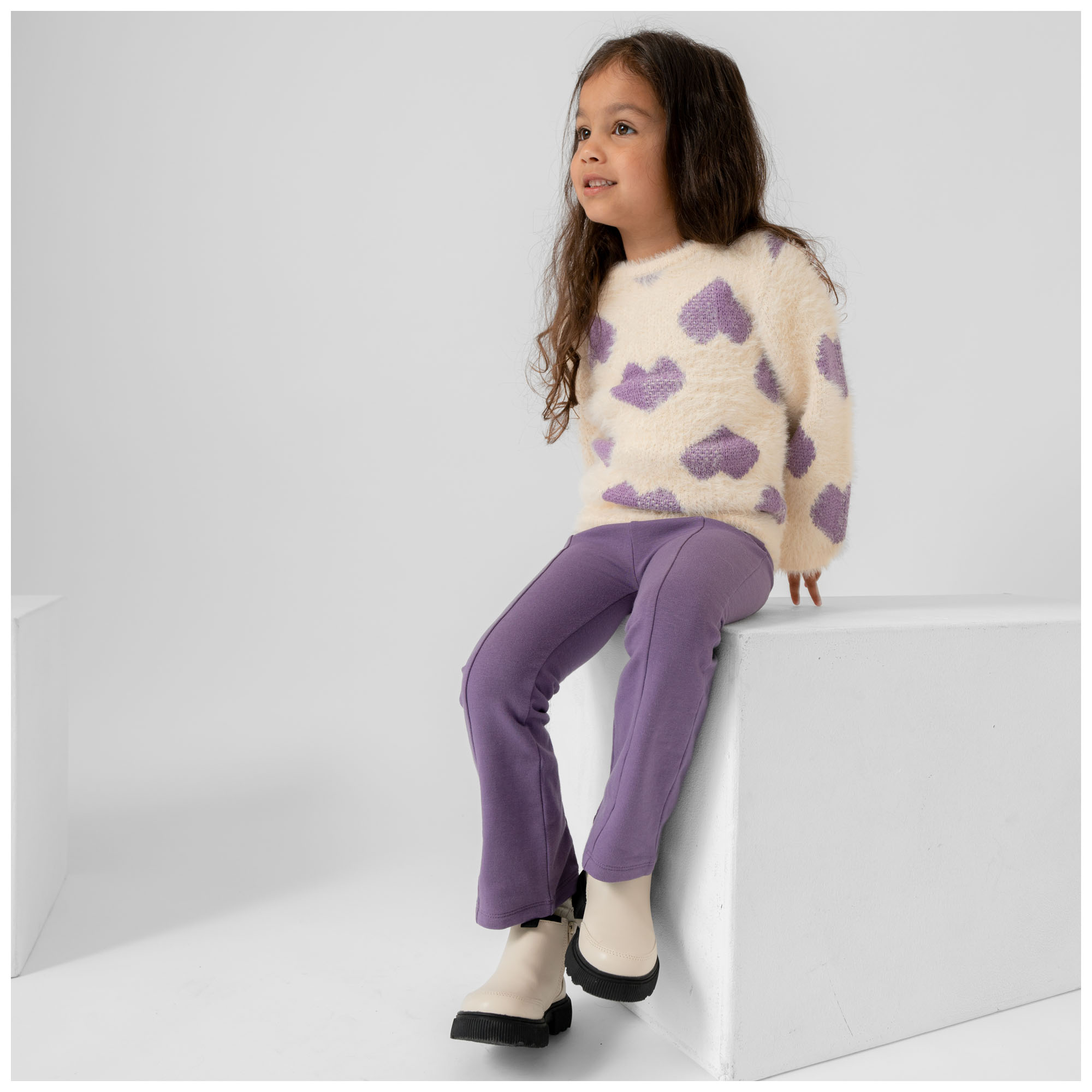Prénatal peuter sweater lange mouwen hartjes bruin