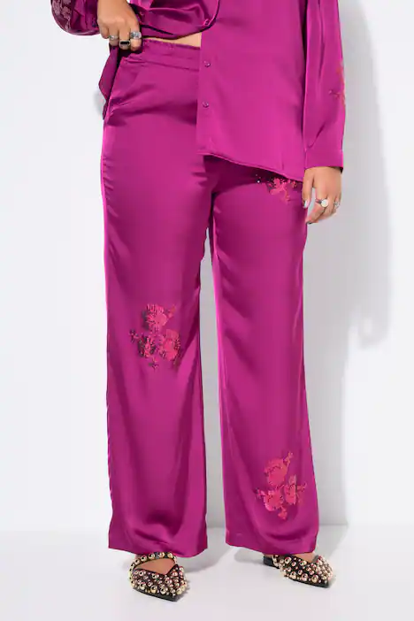 Hose, Wide Legs, Pailletten, brombeere