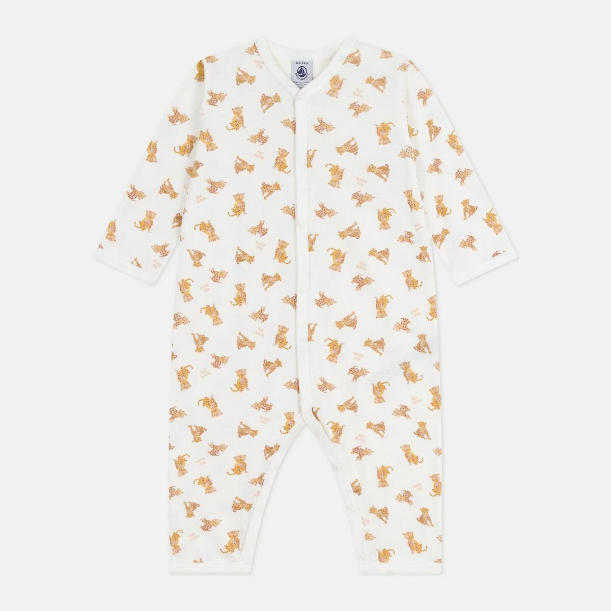 PETIT BATEAU<br>Pijama de bebê sem pés em algodão com estampa animal
