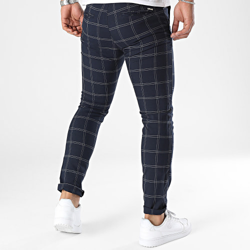 Pantalon A Carreaux Bleu Marine