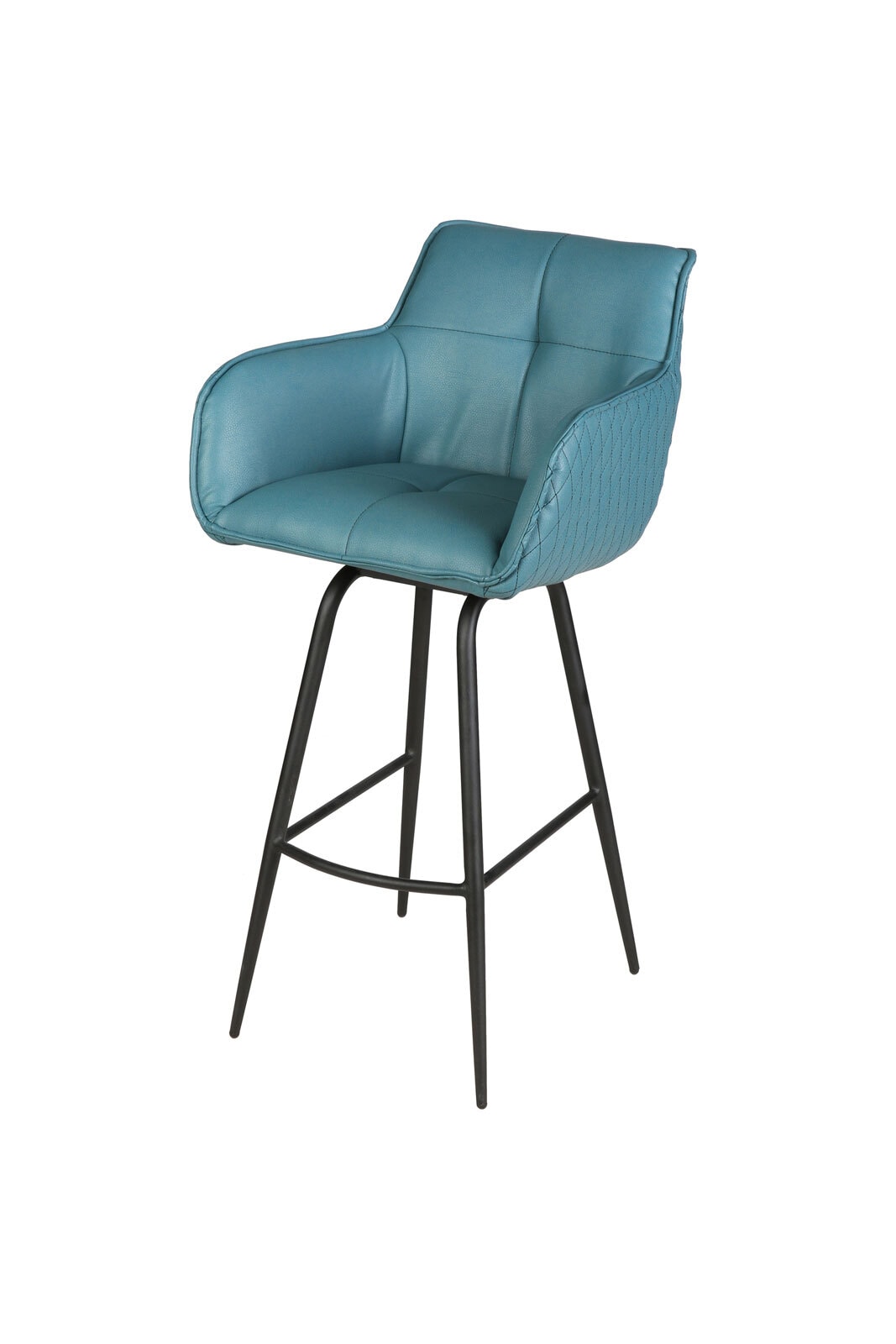 Barhocker WILSON Stoffbezug/Rückseite Lederlook blau