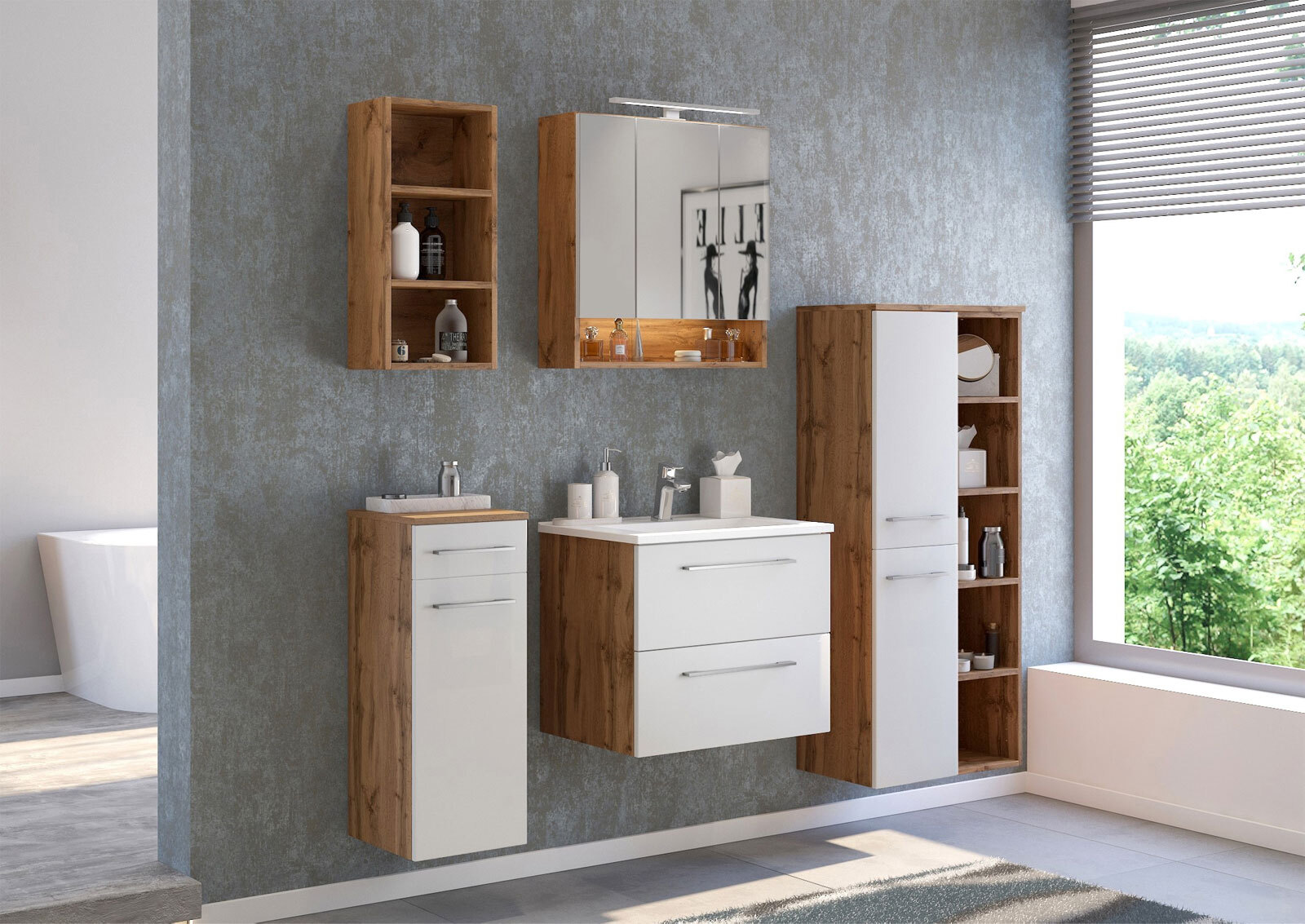 Spiegelschrank LIVORNO 60 x 64 cm Wotan Eiche