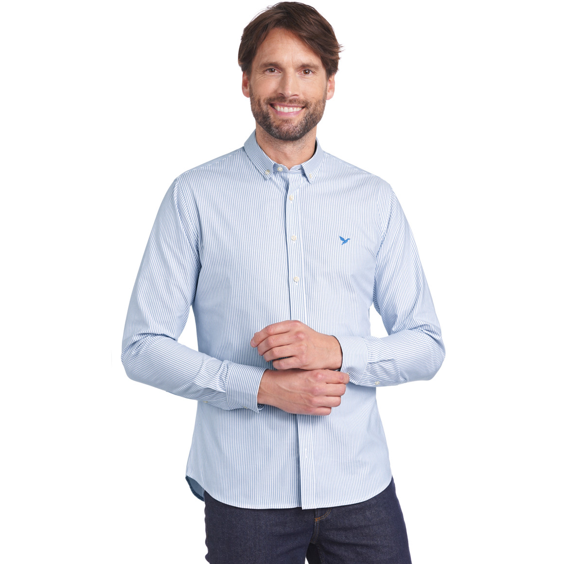 Jonas Nielsen Herren Hemd mit Button-down-Kragen blau / weiss