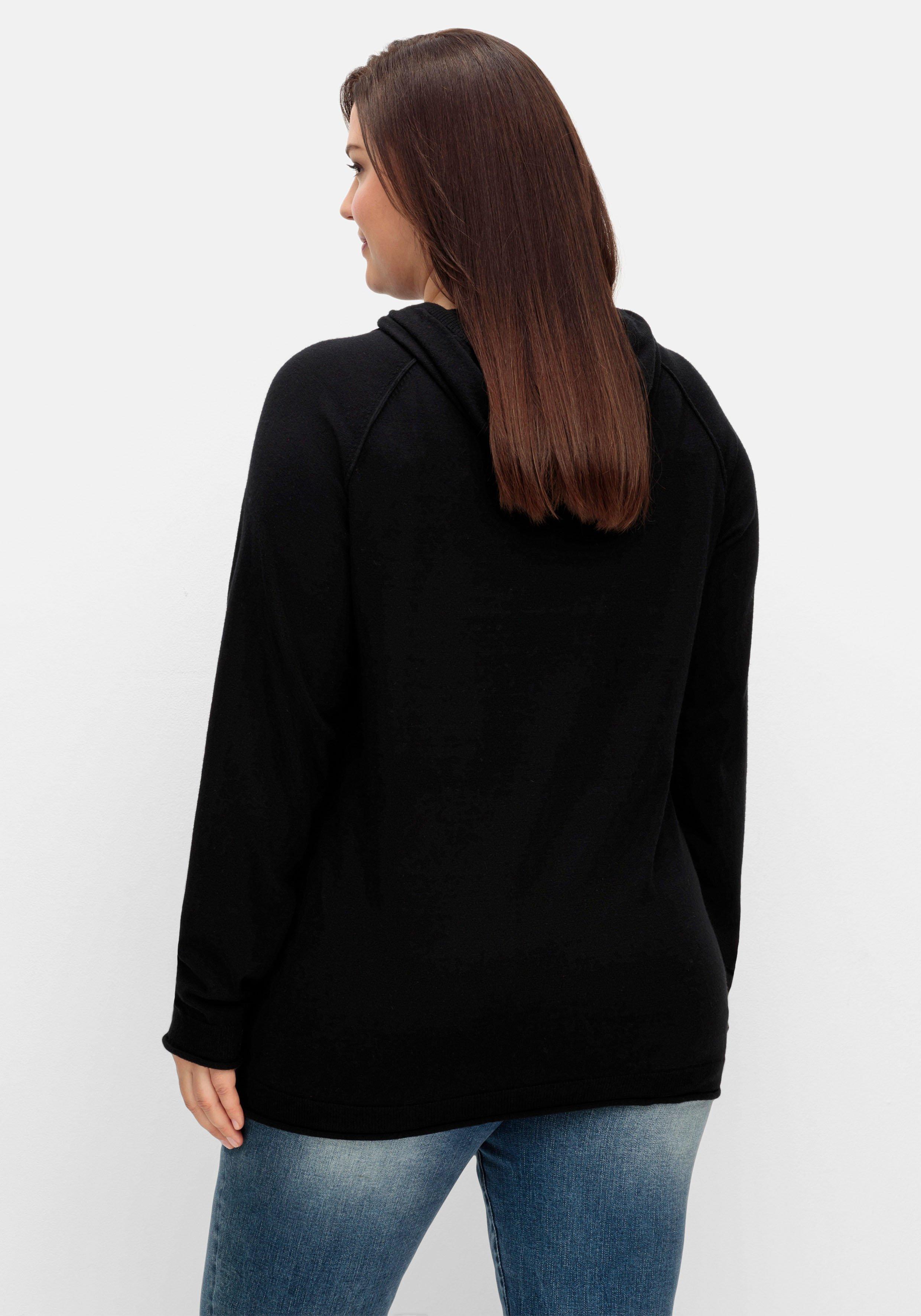 Kapuzenpullover mit Wording im Intarsienstrick