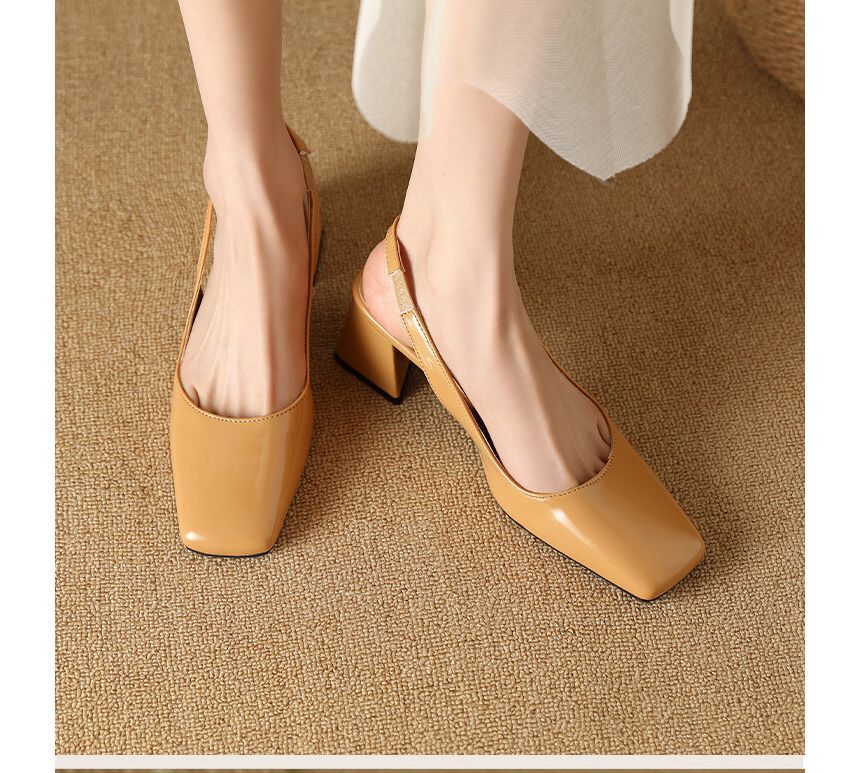 Niuna - Slingback muiltjes met vierkante neus en blokhak