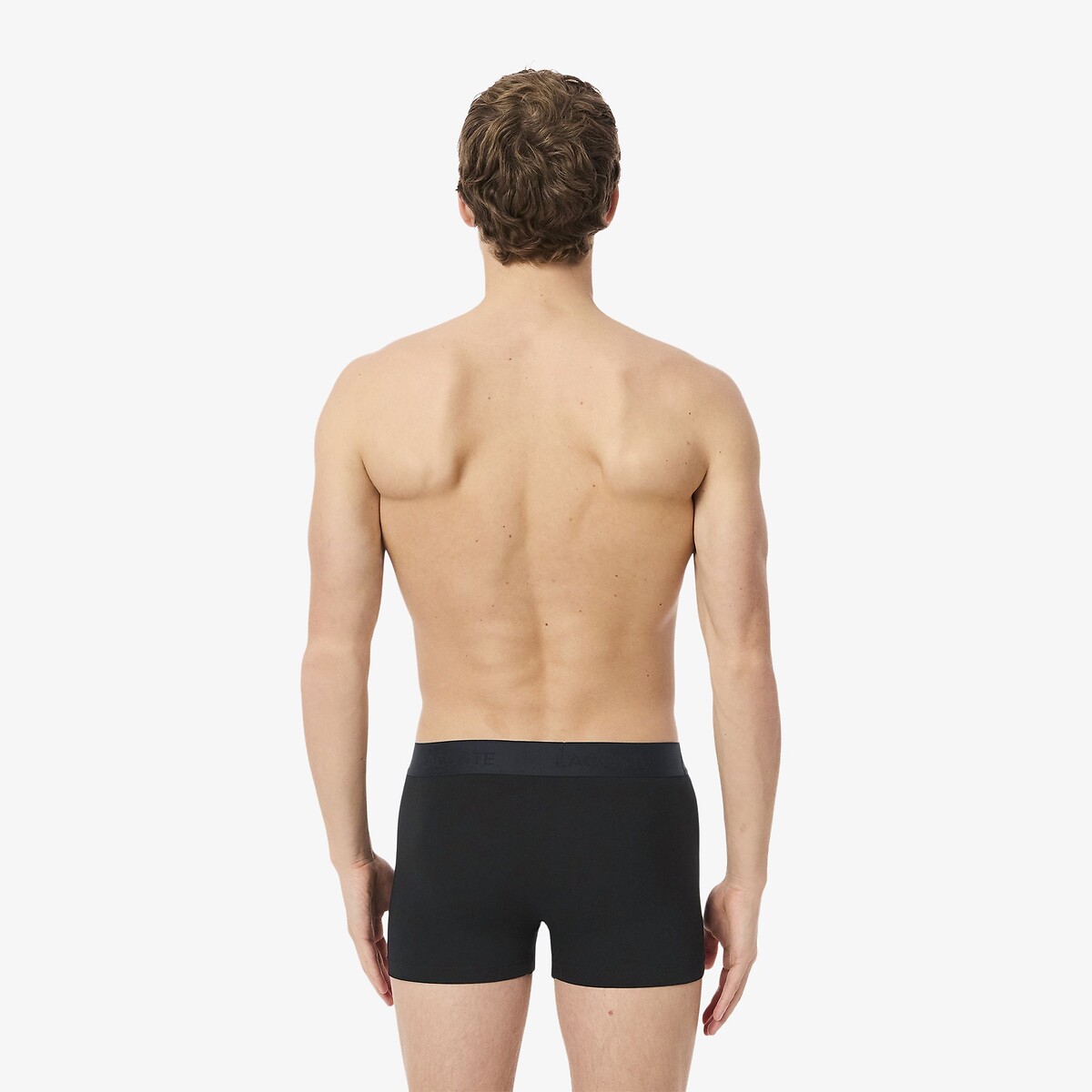 LACOSTE<br>Conjunto de 3 cuecas boxer lisas, algodão elástico