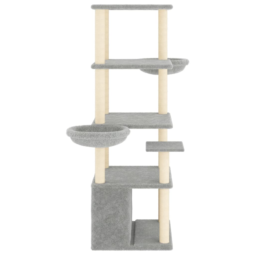 Arranhador para gatos vidaXL com hastes de sisal cinza claro, 147 cm