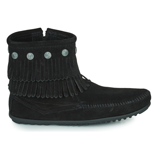 Minnetonka - DOUBLE FRINGE SIDE ZIP BOOT - Noir