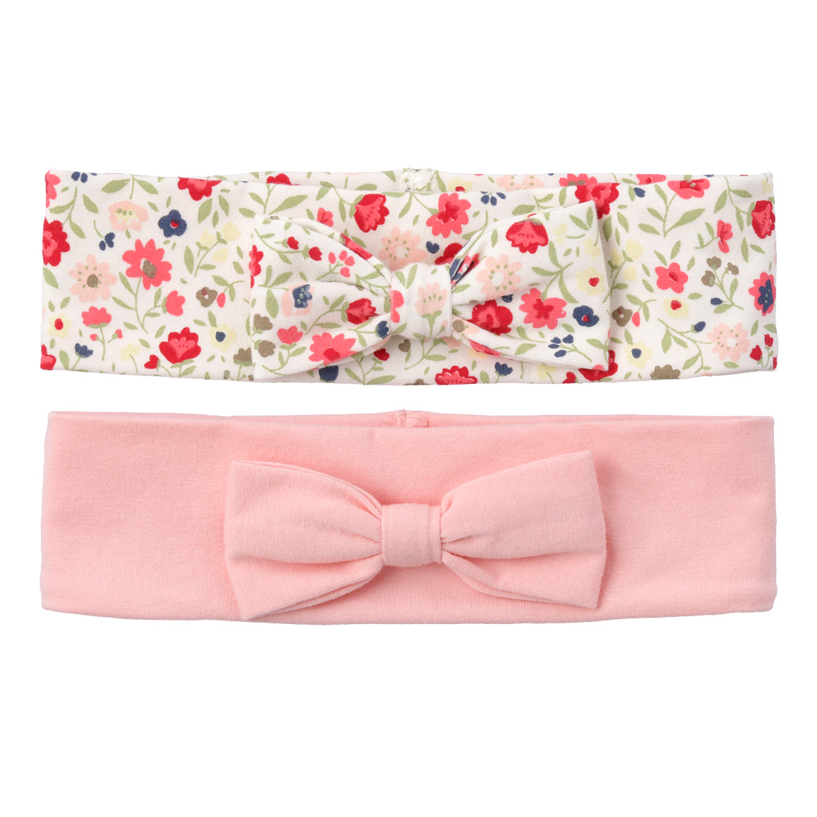 Topomini 2 Baby Stirnbänder aus Baumwolle im Set rosa / pink / hellgrün