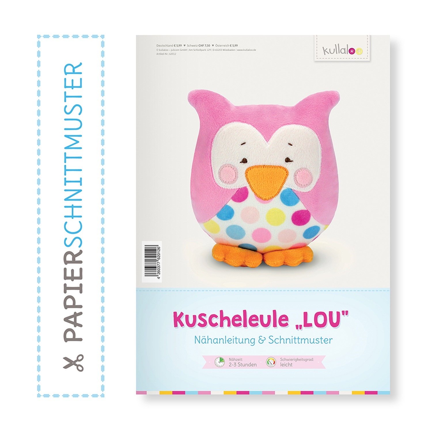 Kullaloo Nähanleitung und Schnittmusterbogen - Kuscheleule LOU
