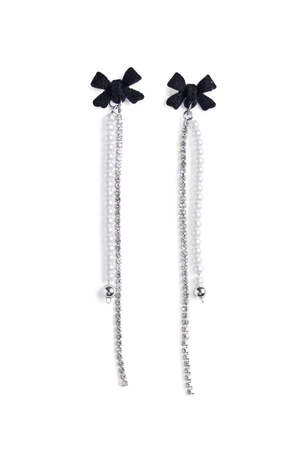 Pieces Pcnikki Earrings Box 4585600 silver colour st1 black bow