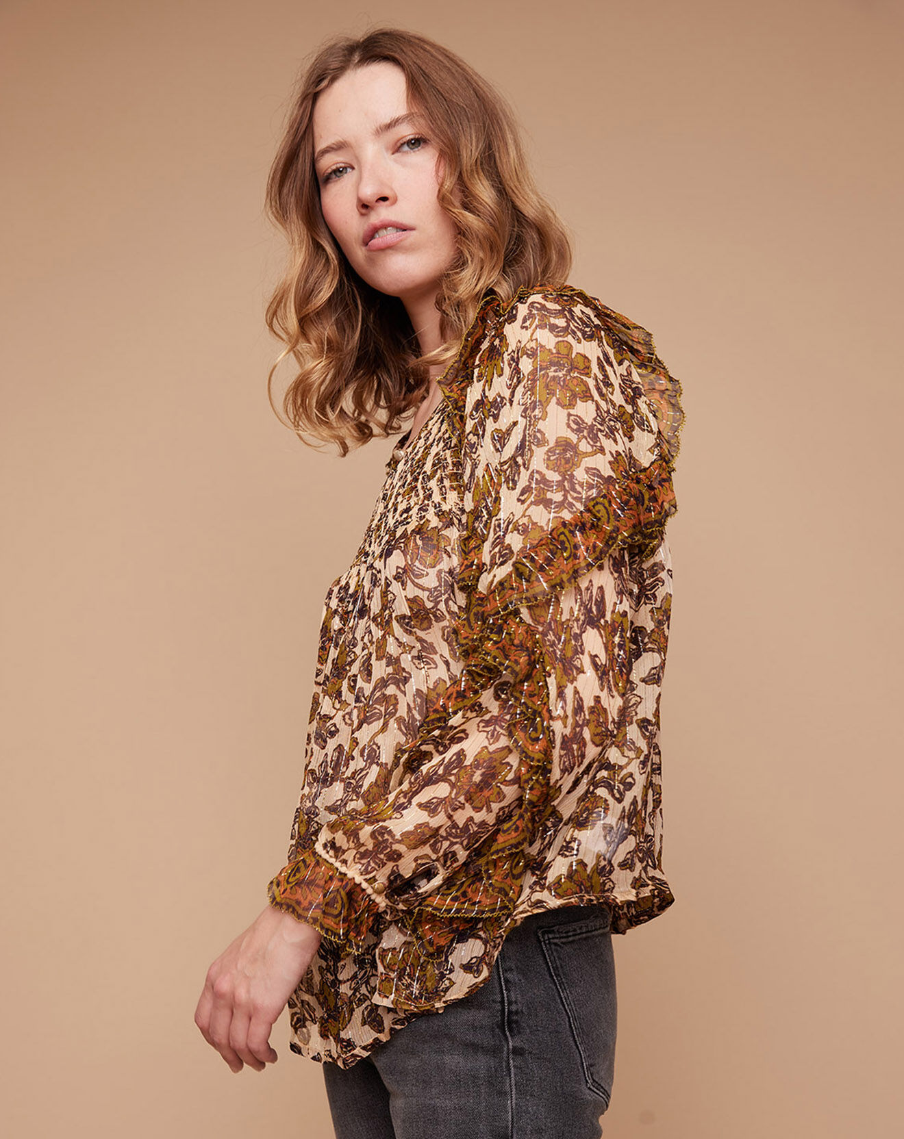 Louizon Blouse Ottis imprimée vanille
