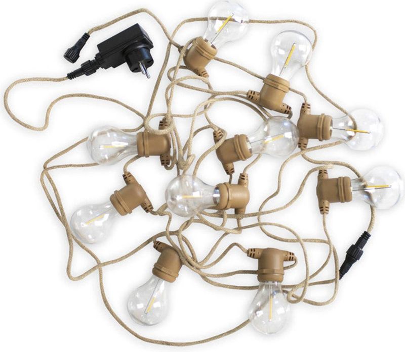 New Garden - ALLEGRA GUIRLANDA - Lichtketting - 8 Meter - Jute - 10 Vervangbare LED-lampen - Warm Wit