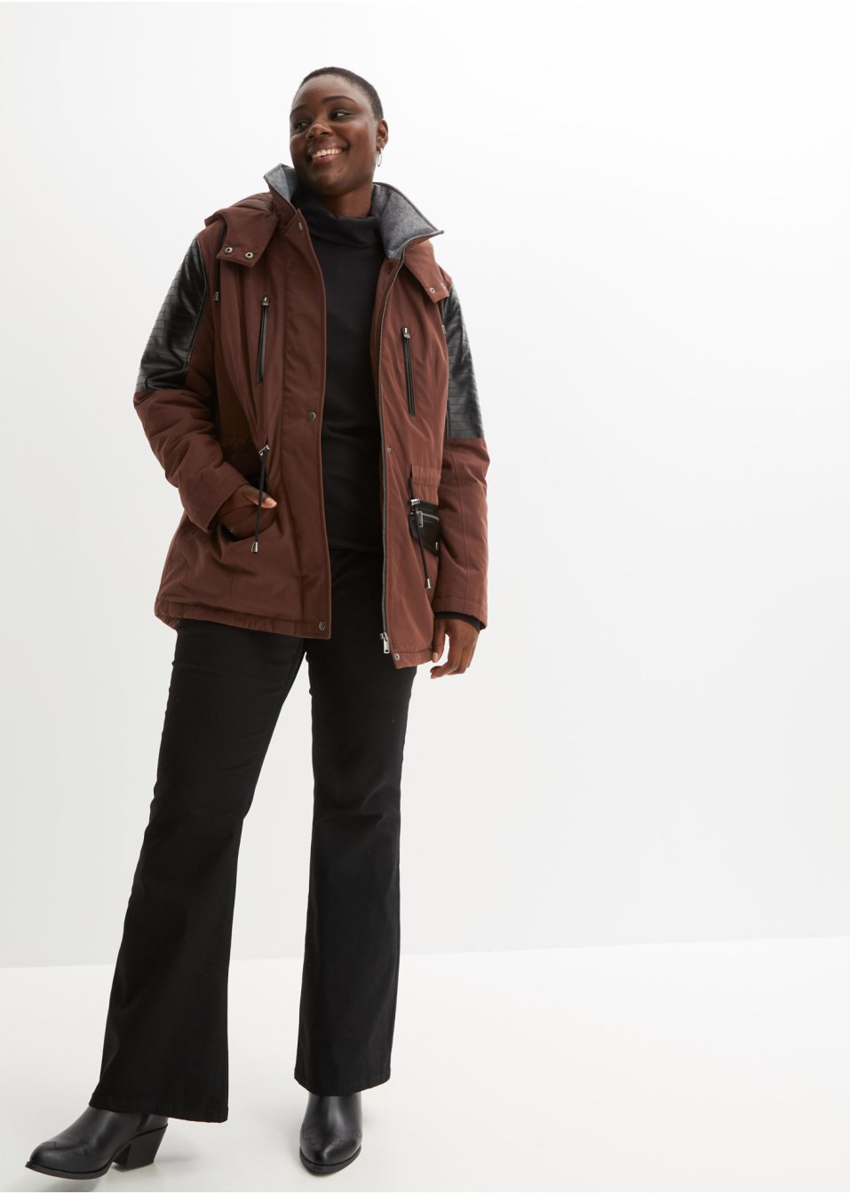 Parka à empiècements contrastants