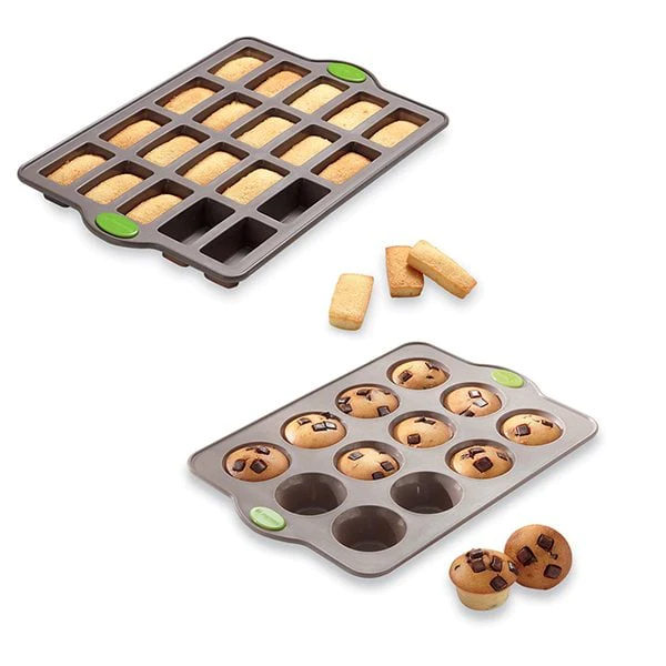 Lot plaque 20 financiers et plaque 12 muffins en silicone structure ac
