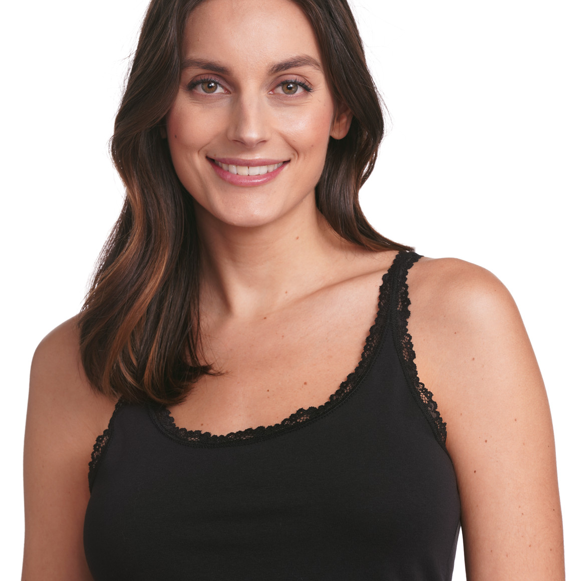 Gina Benotti 2 Damen Unterhemden mit Spitze schwarz