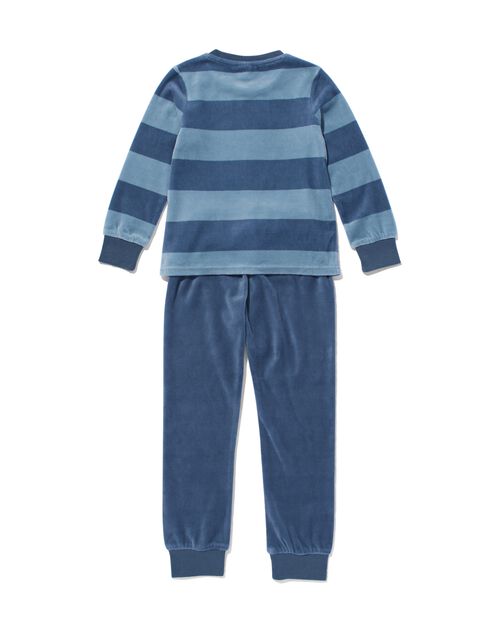pyjama velours rayé pour enfant bleu