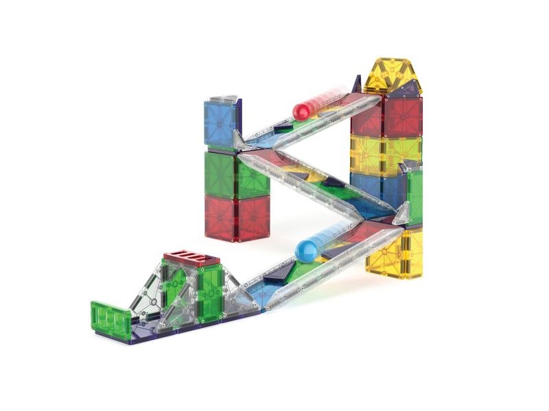 Magna-Tiles Rail Racers Deluxe 90 Teile Deluxe Bau- und Rennset mit 90 magnetischen Teilen