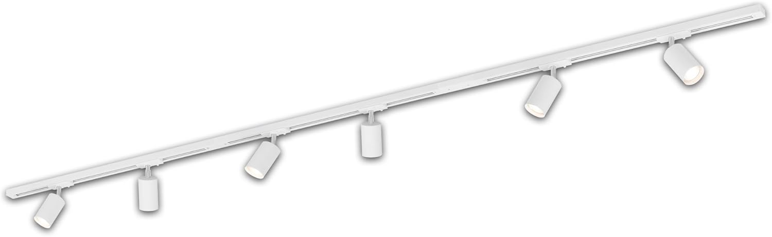 BRILONER - Schienensystem Rail Komplettset, 6x GU10 Spots schwenkbar, Einspeisung, Lichtschienensystem Decke, Strahler Schiene, Deckenlampe, Deckenleuchte, Spotlight, 2,25m, Weiß