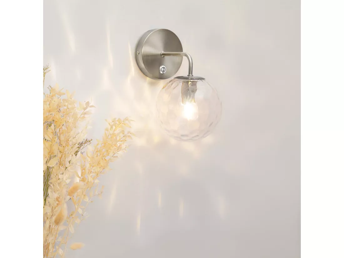 Versanora - 1 Globe de verre de murs armé léger Shade - argent