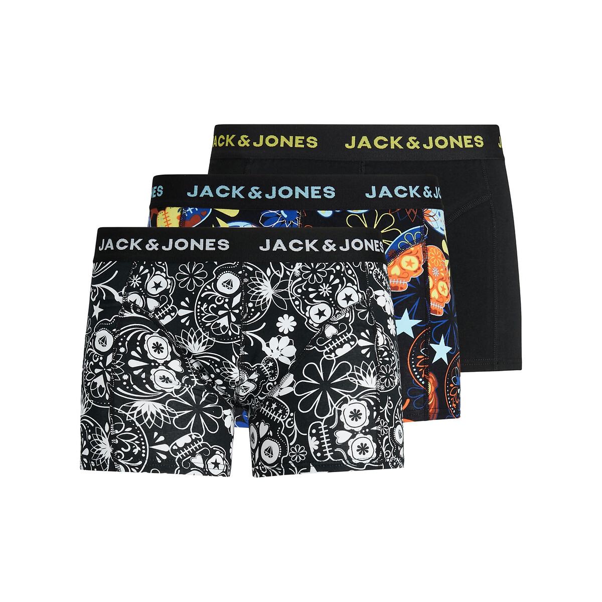 JACK & JONES<br>Conjunto de 3 cuecas boxer com estampa floral
