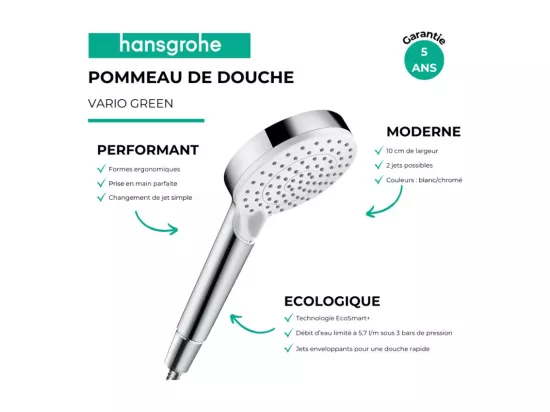 Pommeau de douche HANSGROHE Crometta Vario Green blanc/chromé