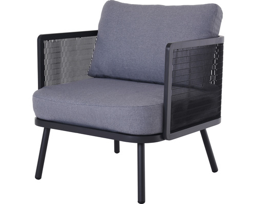 Garden Place 4-zits loungeset bestaande uit: 2 tafels, 2 fauteuils, bank, metaalgrijs