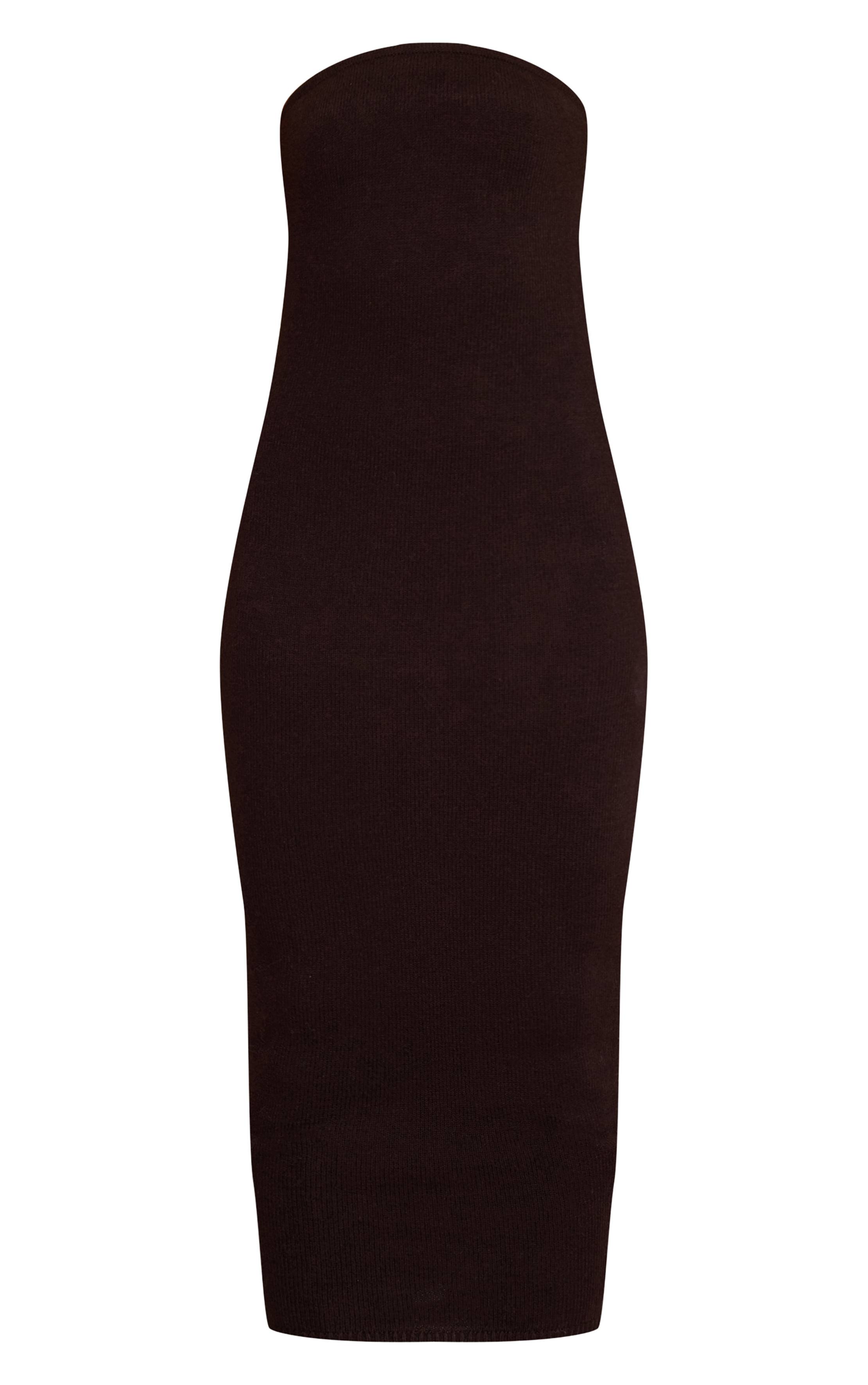 Chocolat Robe Midi Bandeau En Maille