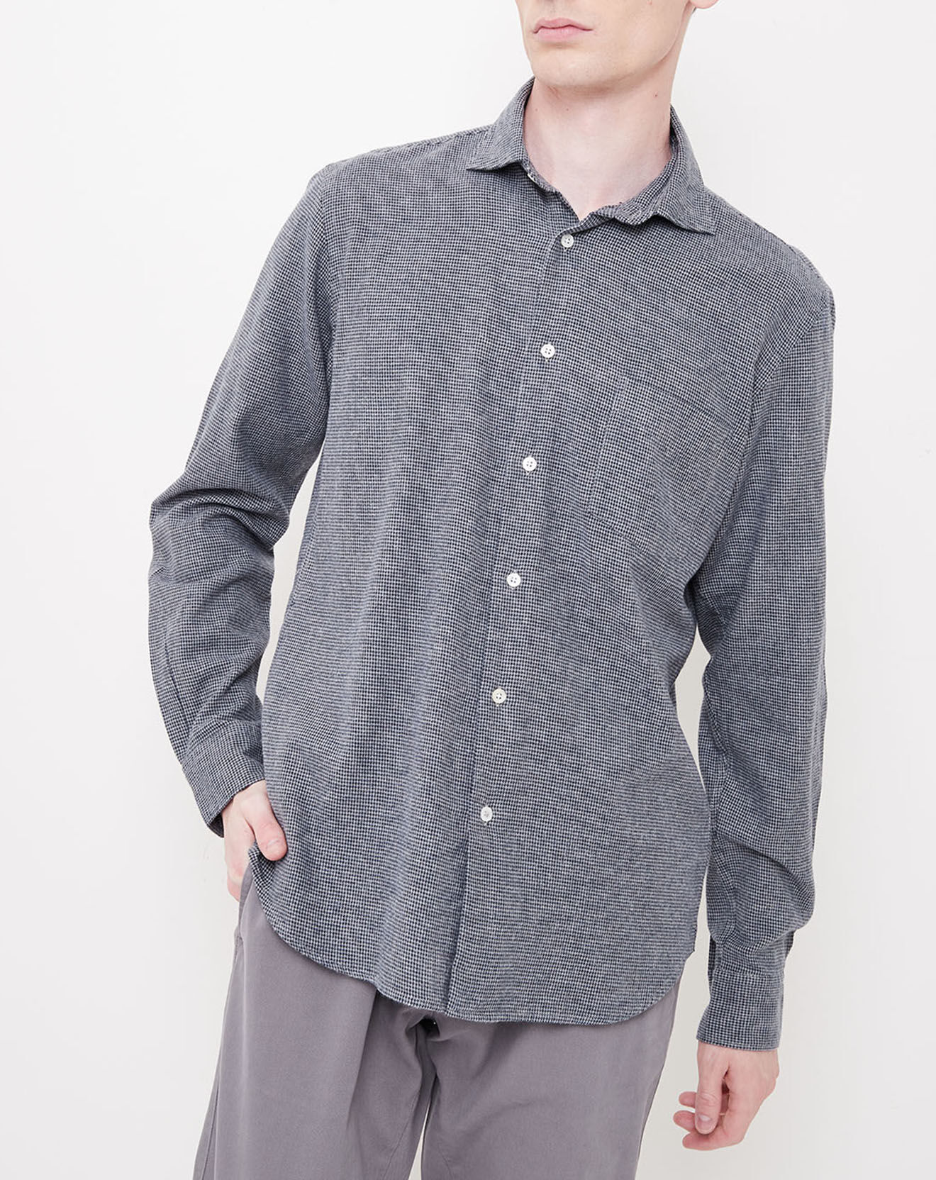 Hartford Chemise regular Penn quadrillée gris/noir