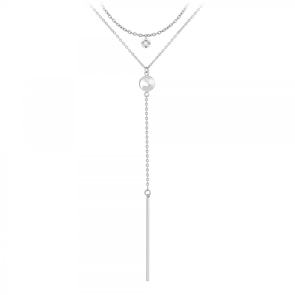 Lot de 2 colliers SC Crystal en Acier Rhodié argenté orné de cristaux scintillants