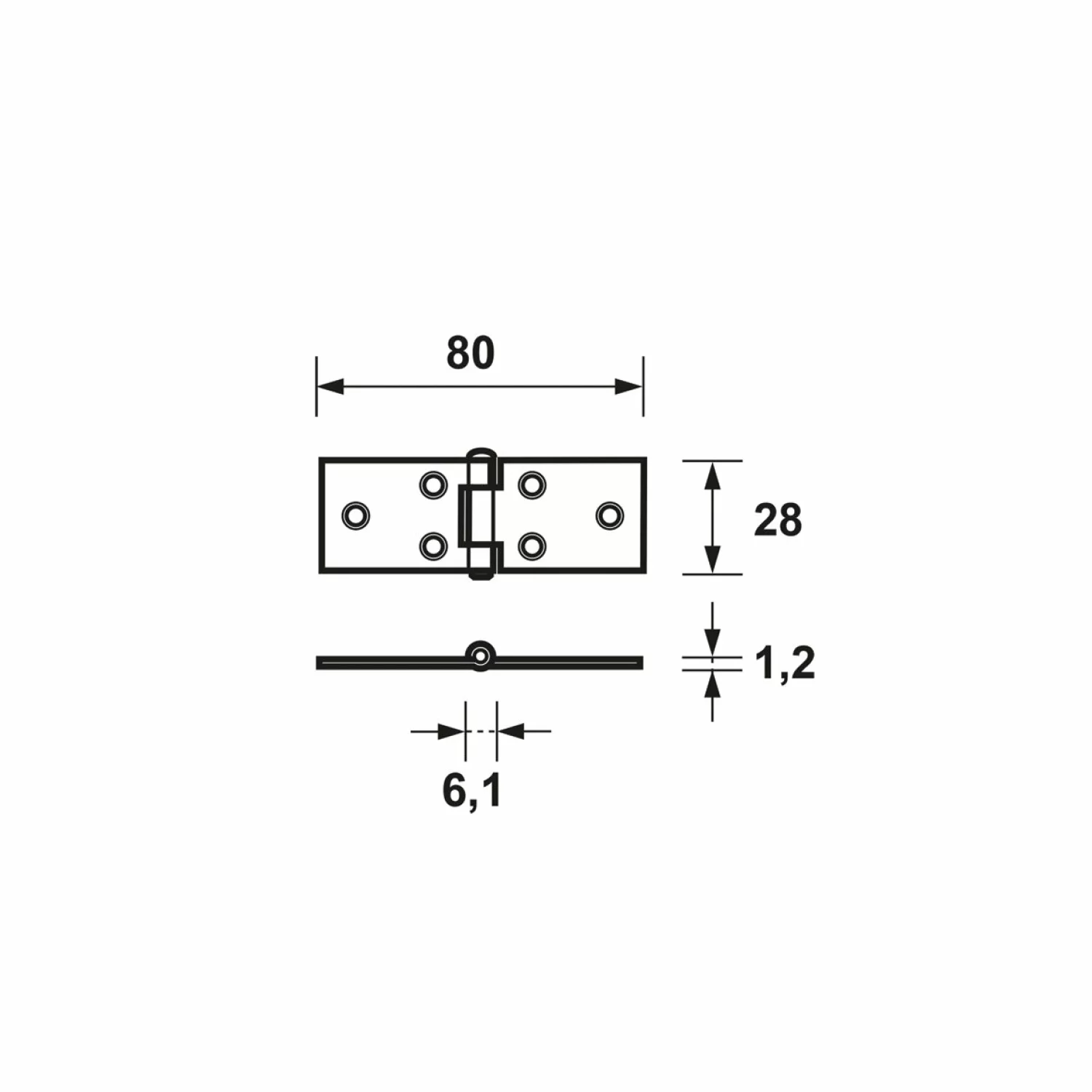 AXA 1108-30-22/0WE Klepscharnier met vaste pen - staal verzinkt - 28 x 80 x 1,2mm