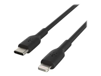 Belkin BoostCharge - Lightning-kabel - 24 pin USB-C han til Lightning han - 1 m - sort - USB Power Delivery (18 W)