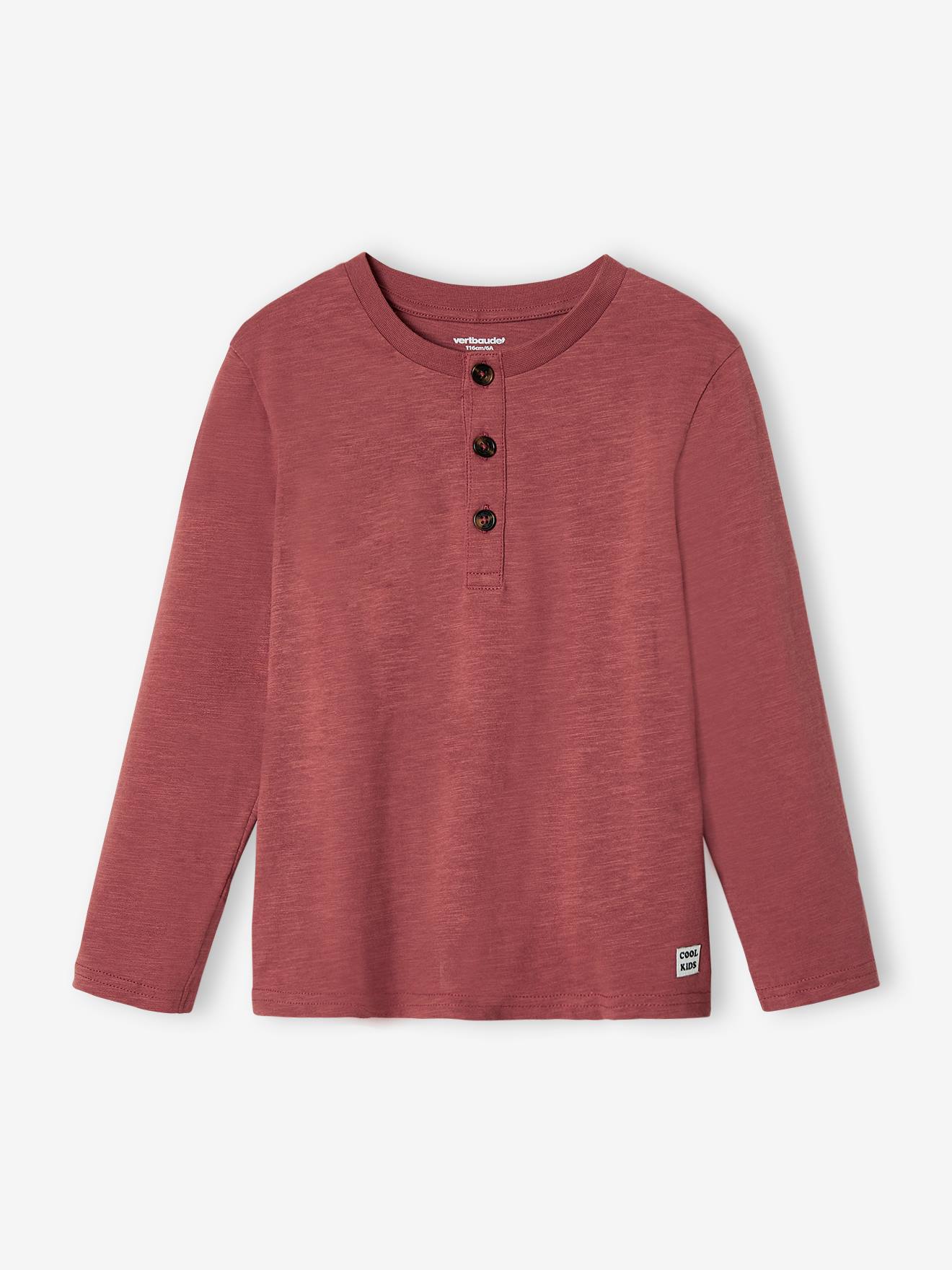 Pijama liso e personalizável com gola tunisiana para meninos, cor argila.