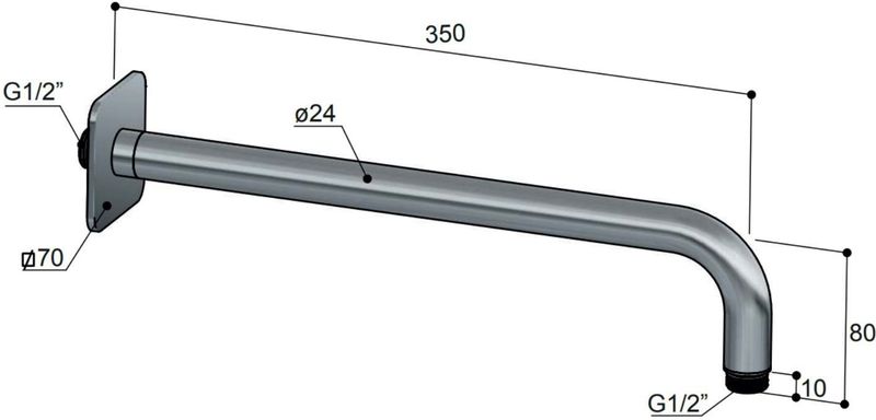 Hotbath - Gal - Wandarm - Mat Zwart - Messing - 40 cm