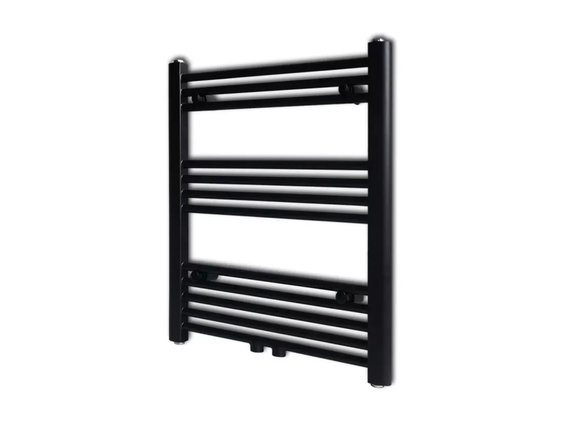 Sèche-serviettes eau chaude à rails droits noir 600x764 mm