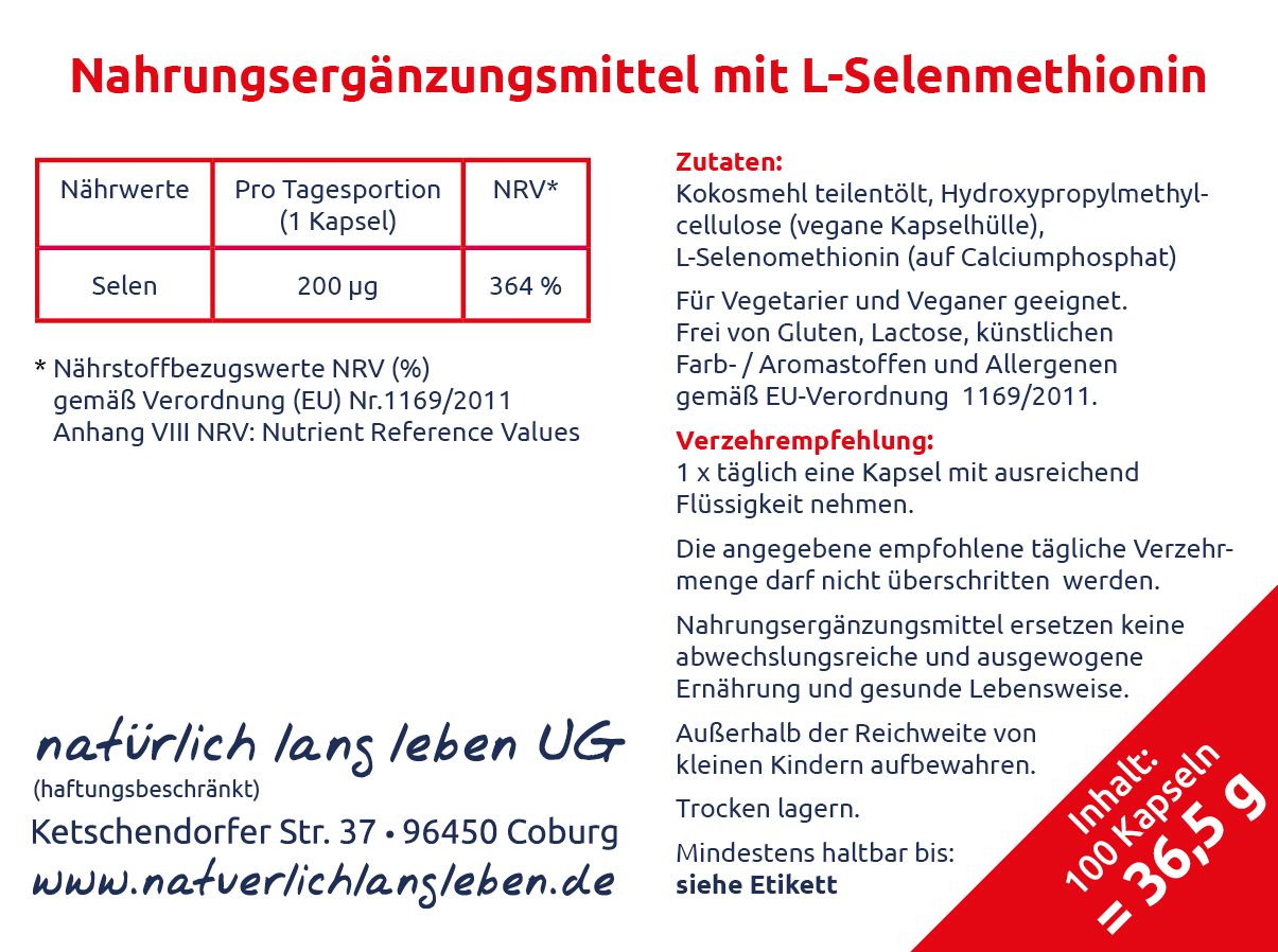 natürlich lang leben Selen 200 µg