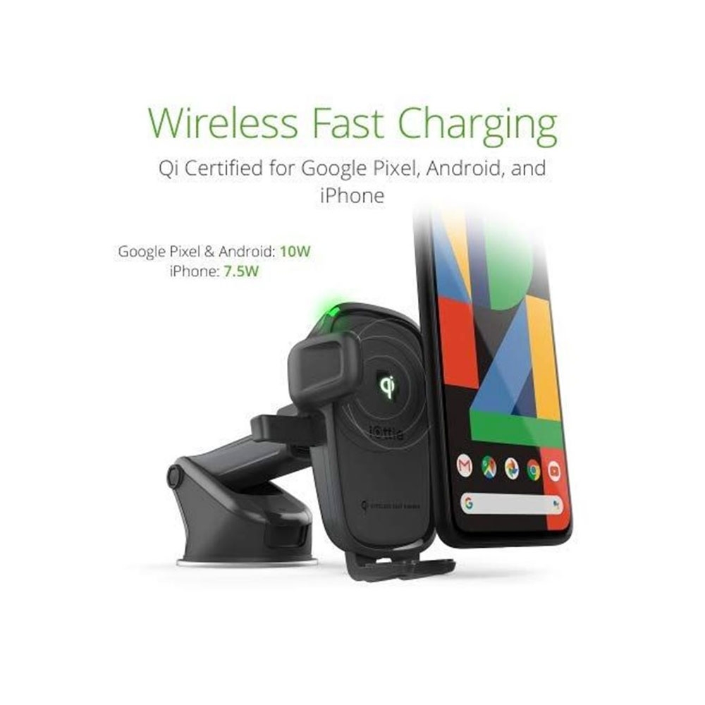 Easy One Touch Wireless 2 (10W) Qi Wireless Charging Universal Auto KFZ Halterung mit Teleskoparm (HLCRIO142) - Schwarz