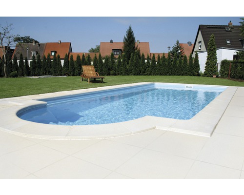 Zwembadrandsteen Aquitaine element met binnenbocht voor straal 350 cm, betonwit, 50 x 31 x 3,2 cm