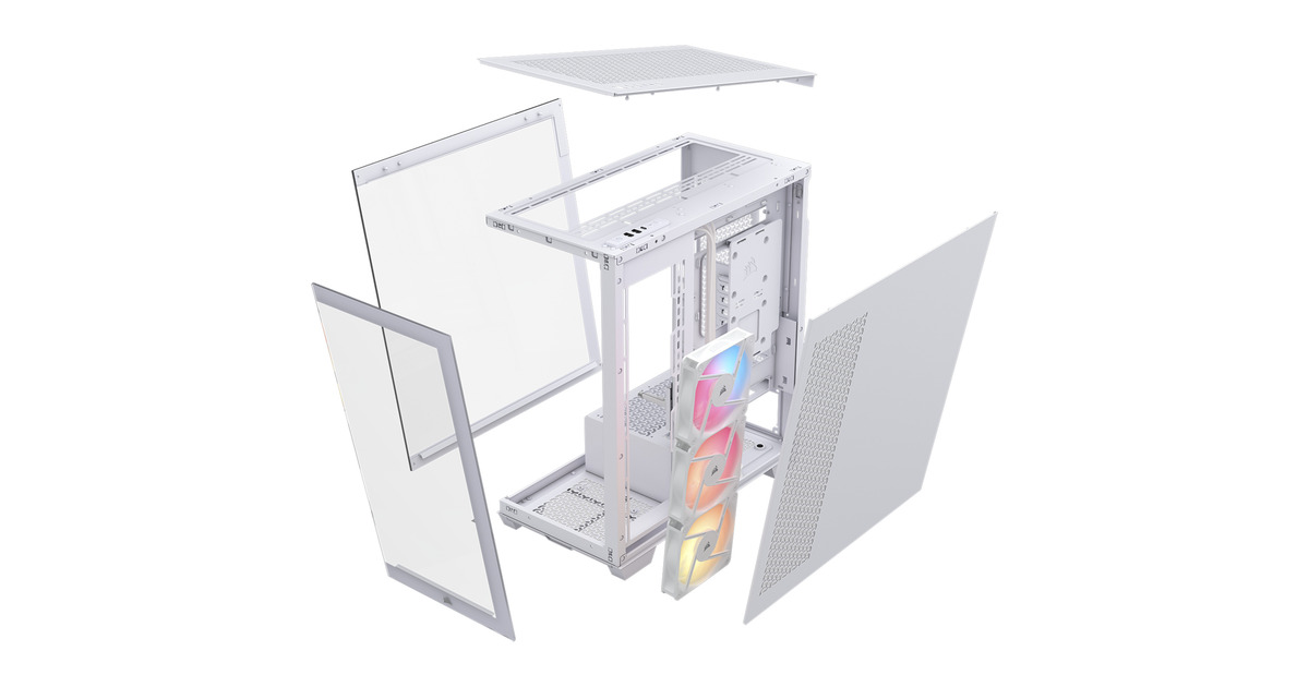 Corsair3500X RS-R ARGB midi tower behuizing  (Wit | 2x USB-A | 1x USB-C | RGB | Tempered Glass)